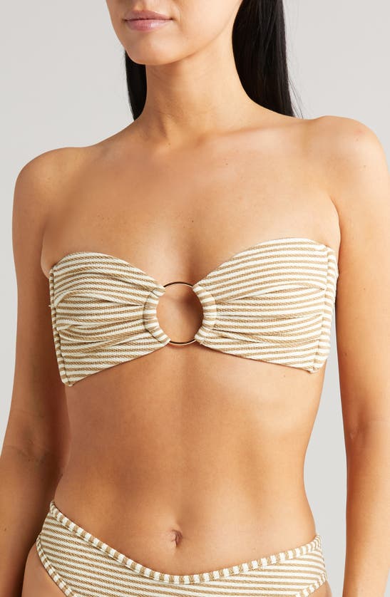 Montce Tori Neutral Stripe Bandeau Bikini Top