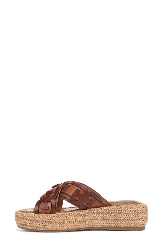 Shop Sam Edelman Pria Espadrille Platform Wedge Slide Sandal In Rich Cognac / Maple Bourbon