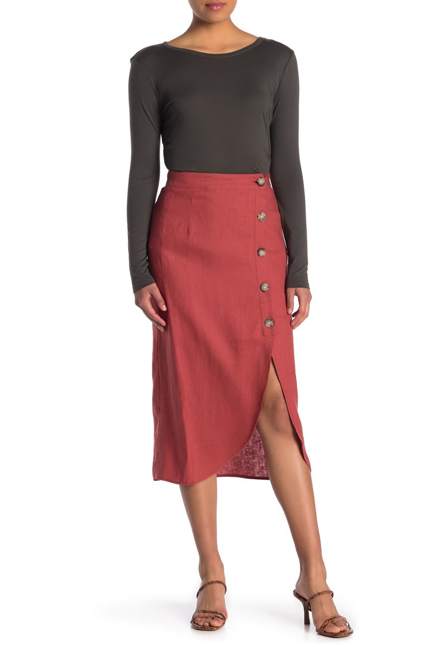 525 America Button Front Midi Skirt Nordstrom Rack