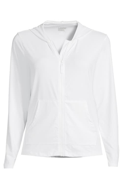 Lands' End Long Sleeve Hooded Full Zip Upf 50 Rash Guard In White