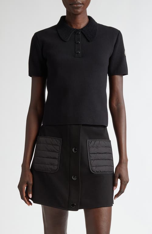 Shop Moncler Merino Wool Polo In Black