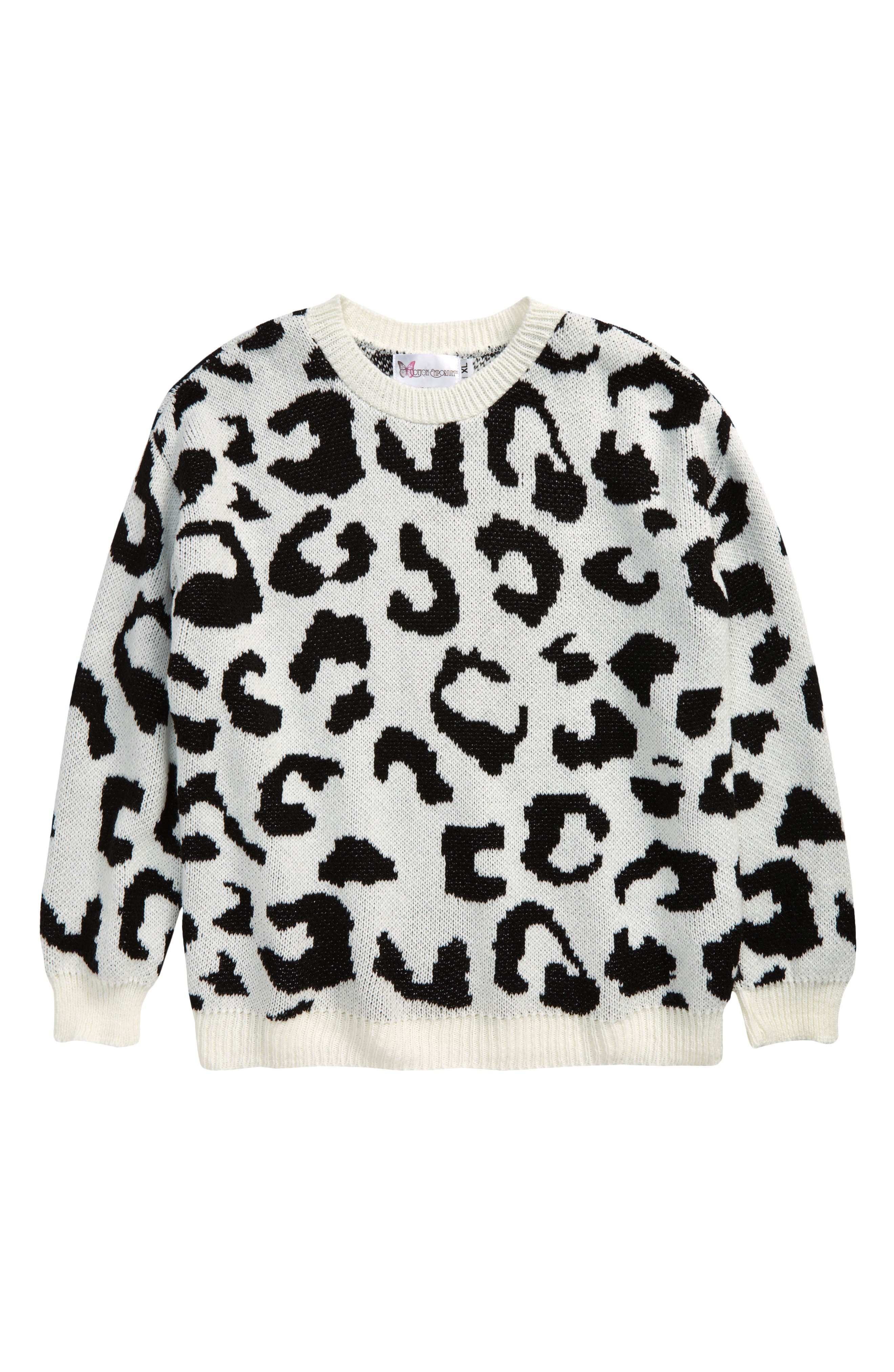 black and gray leopard print sweater
