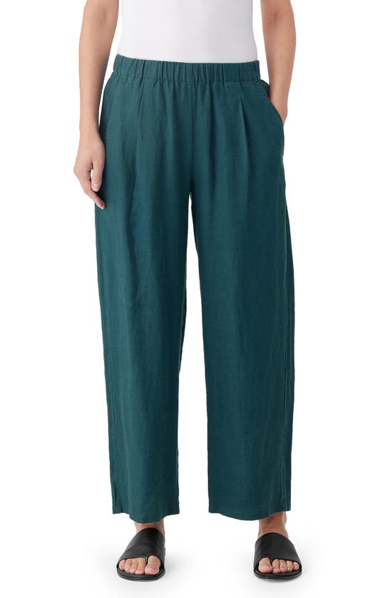 Eileen Fisher Cropped Organic Linen Lantern Pants In Pcfic