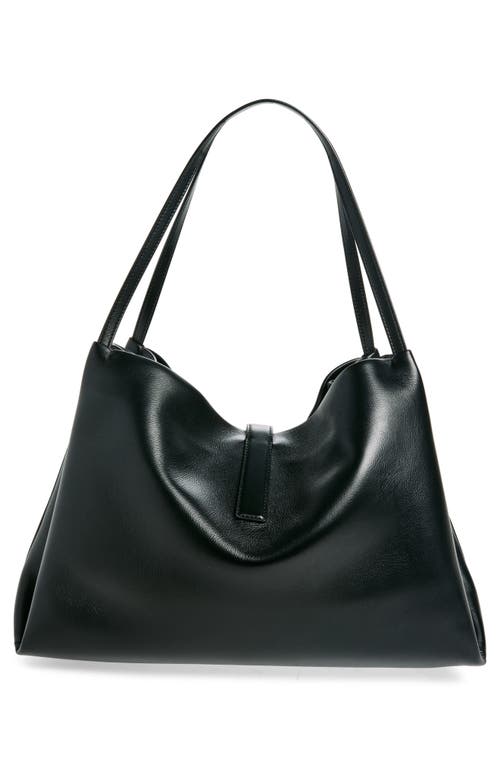 Ferragamo Gancini Medium Leather Tote Bag In Nero