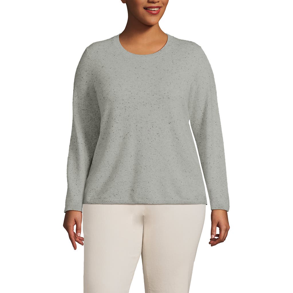 Lands' End Cashmere Sweater In Gray/black Donegal