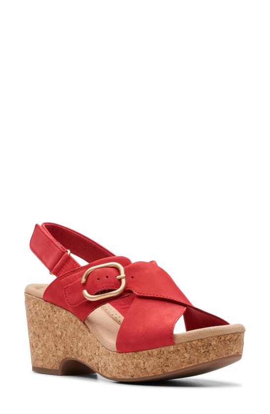 Shop Clarks ® Giselle Dove Platform Sandal In Cherry Nubuck