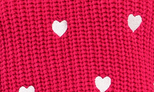 English Factory Heart Embroidered Puff Sleeve Sweater In Red