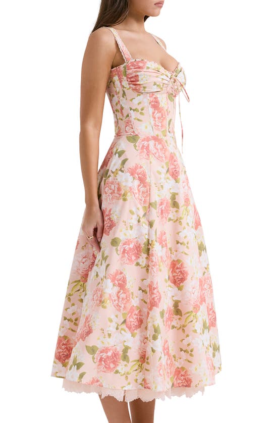 Shop House Of Cb Rosalee Floral Stretch Cotton Petticoat Dress In Peony Print