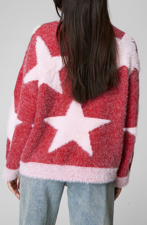 Shop Nasty Gal Star Jacquard Crewneck Sweater In Red