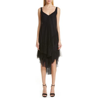 Chiara Boni La Petite Robe Tersilla Asymmetrical Tiered Dress, US / 42 IT - Black