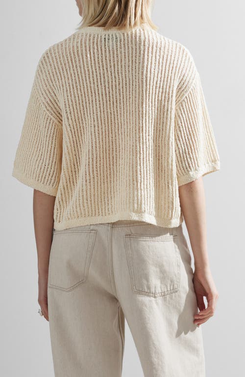 Shop & Other Stories Open Stitch Cotton Sweater In White Dusty Light