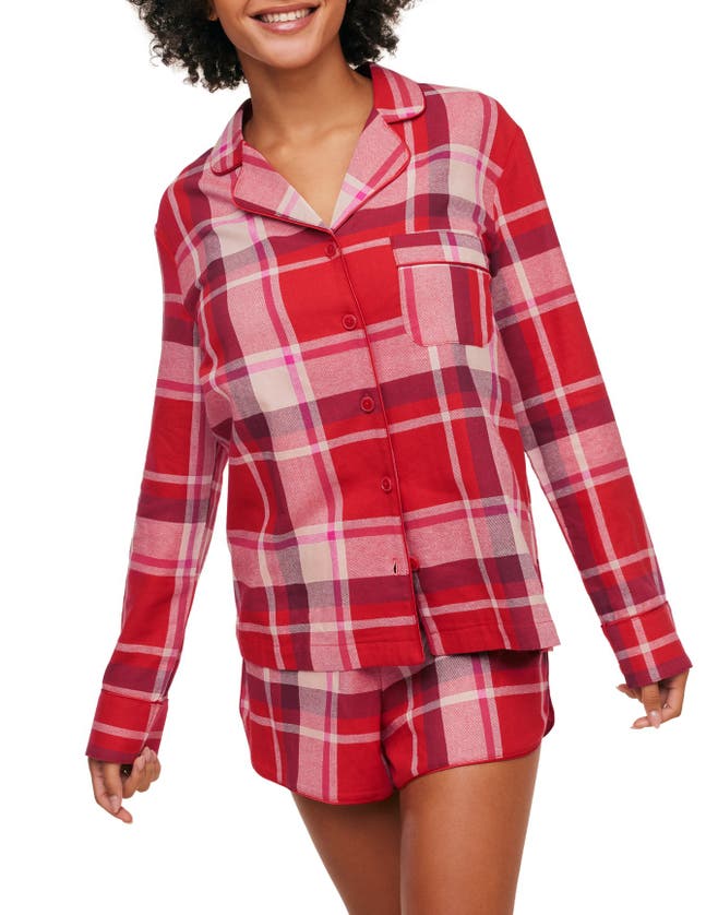 Shop Adore Me Cecelia Pajama Set In Plaid Red