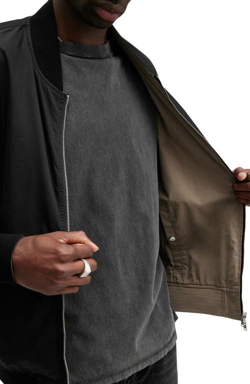 Shop Allsaints Bassett Reversible Bomber Jacket In Black/khaki Brown