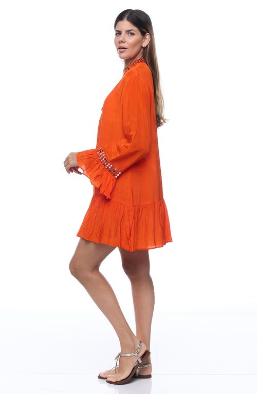 Shop Ranee's Ranees Embellished Long Sleeve Tunic In Orange