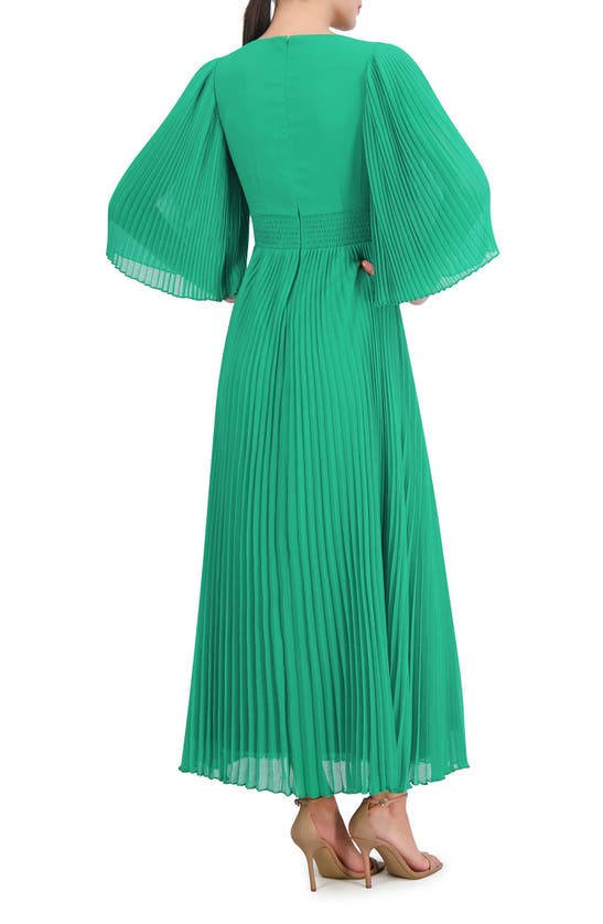 Shop Vince Camuto Pleated Chiffon Maxi Dress In Green