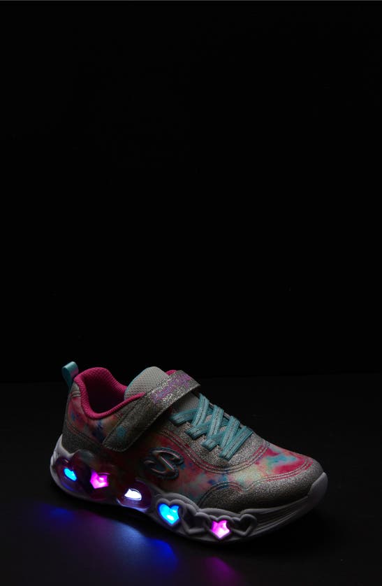 Shop Skechers Infinite Heart Lights Light-up Sneaker In Silver/ Multi