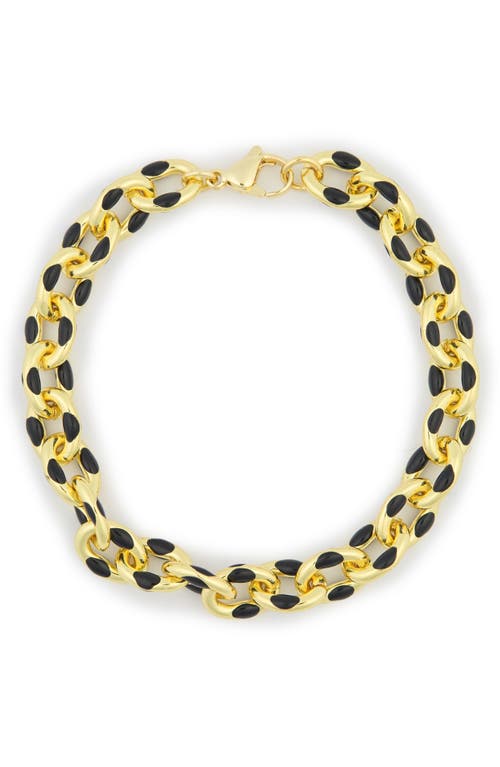 Shop Meshmerise Enamel Chain Bracelet In Black/gold