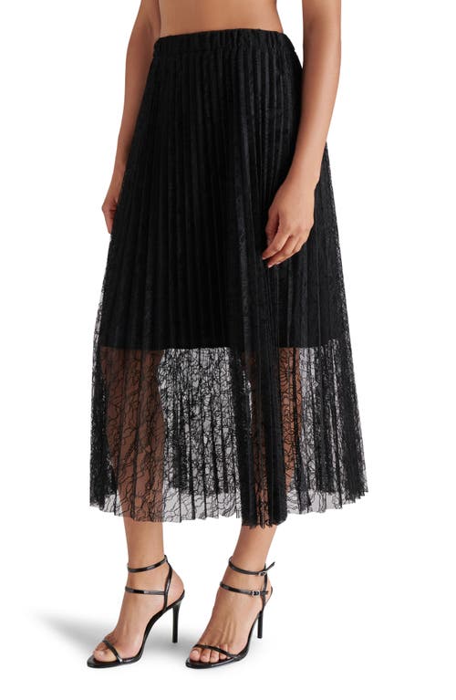 Shop Steve Madden Keira Pleated Lace Skirt In Black