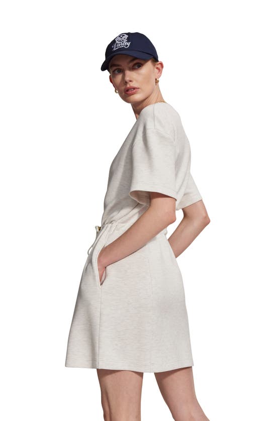 Shop Varley Maple Heathered Short Sleeve Sweater Dress In Ivory Marl