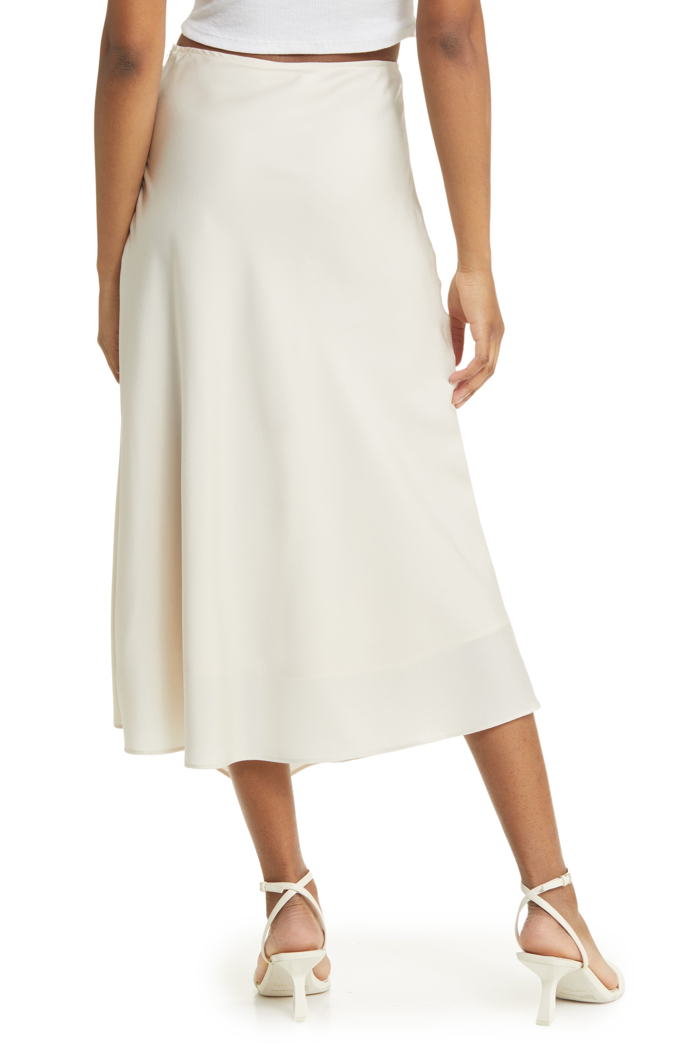 Satin midi hotsell skirt cream