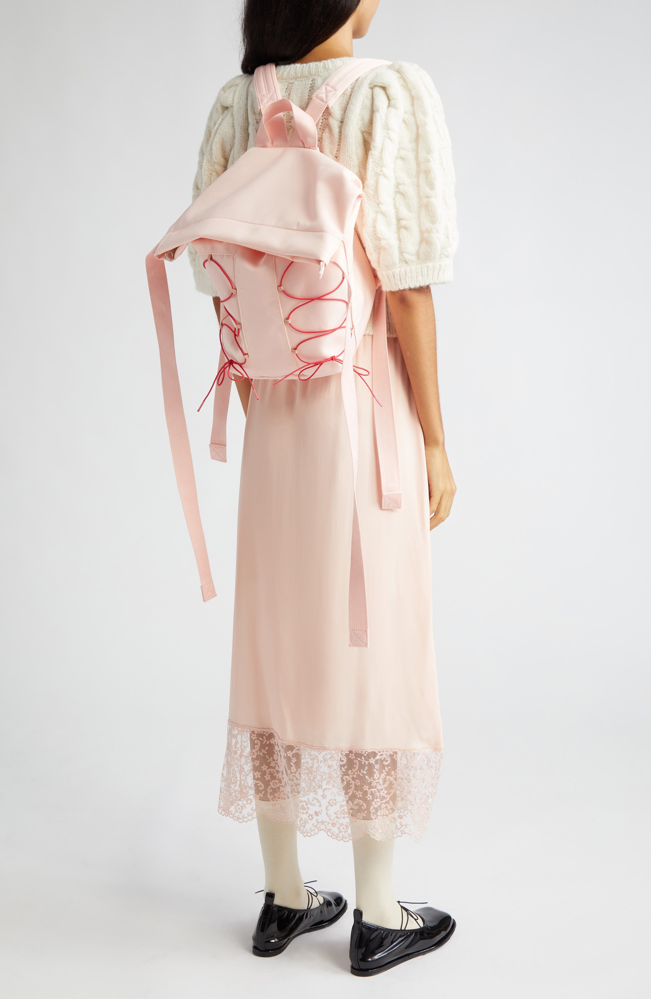 Simone Rocha Lace-Up Military Backpack in Pink | Smart Closet