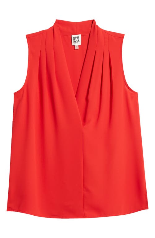 Shop Anne Klein Pleated Shell In Bright Crimson