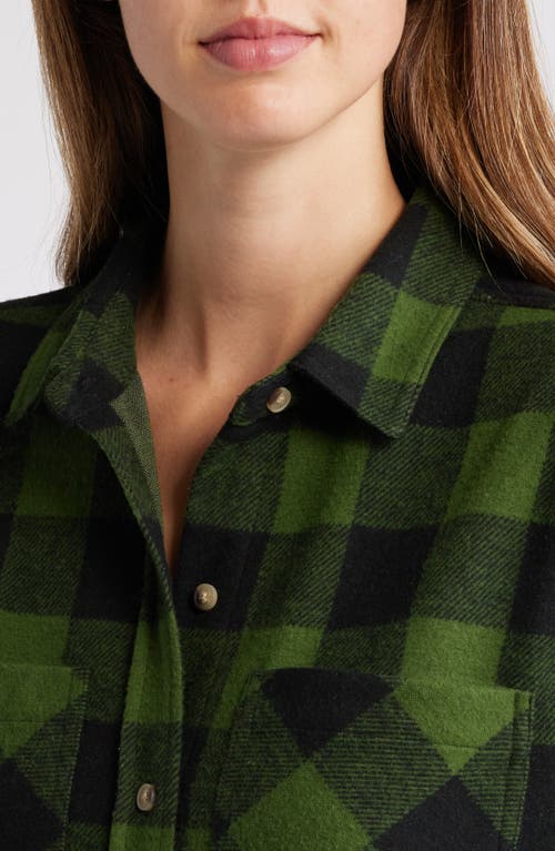 Shop Beachlunchlounge Tyler Flannel Tunic Shirt In Bronze Green