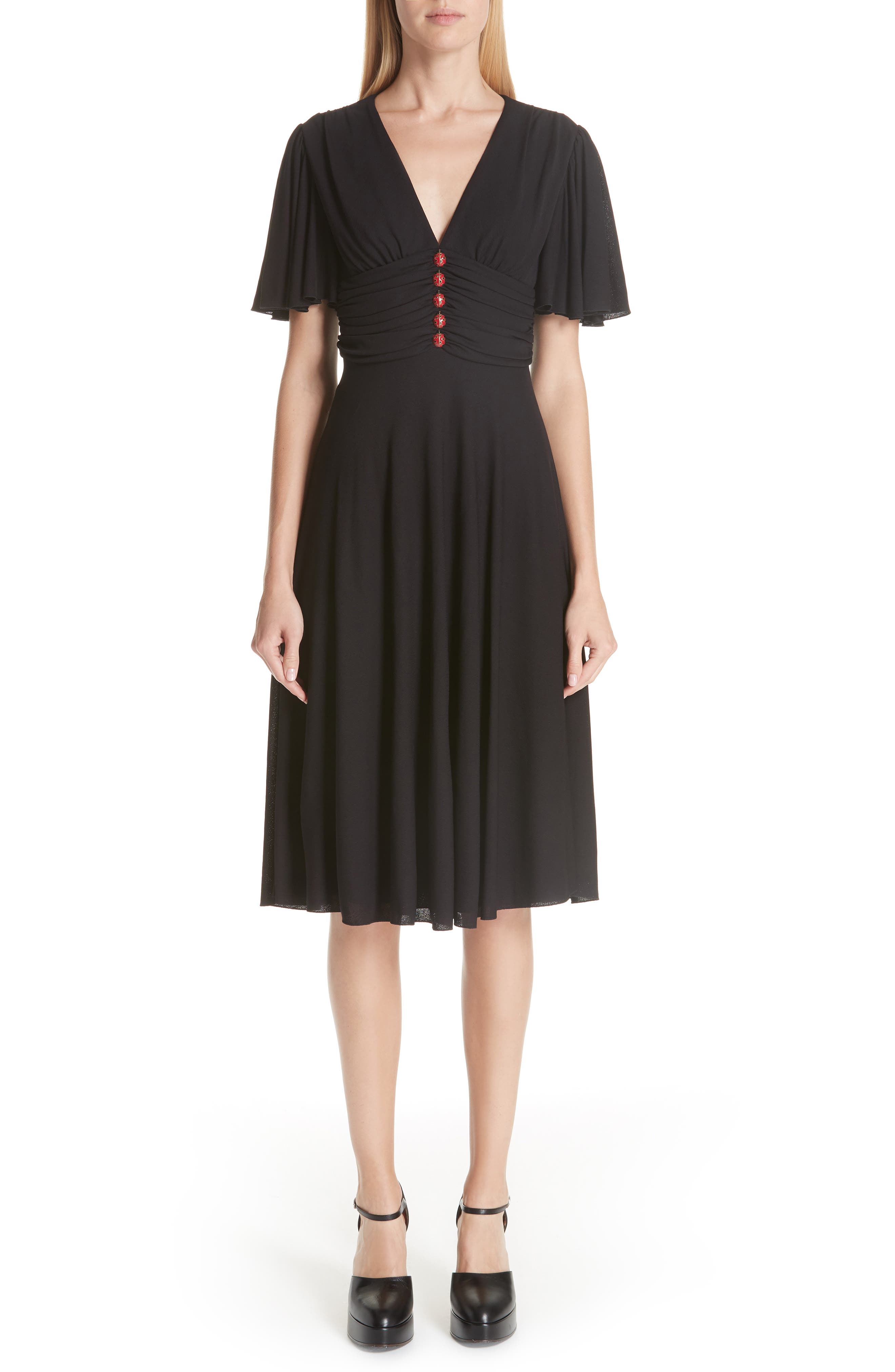 Gucci Ladybug Stretch Jersey Dress, Black