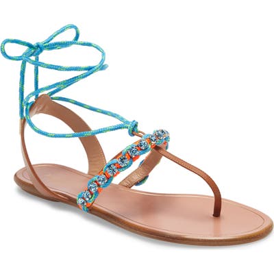 Aquazurra Braided Surf Lace-Up Sandal, Blue