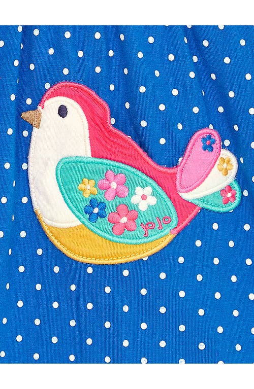 Shop Jojo Maman Bébé Jojo Maman Bebe Bird Appliqué Frill Shoulder Dress In Blue