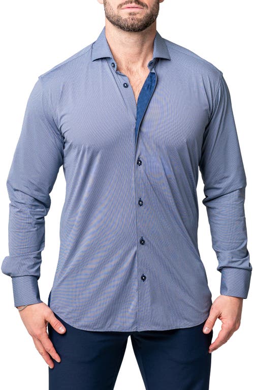 Maceoo Einstein Yoli Blue Stretch Button-Up Shirt at Nordstrom,