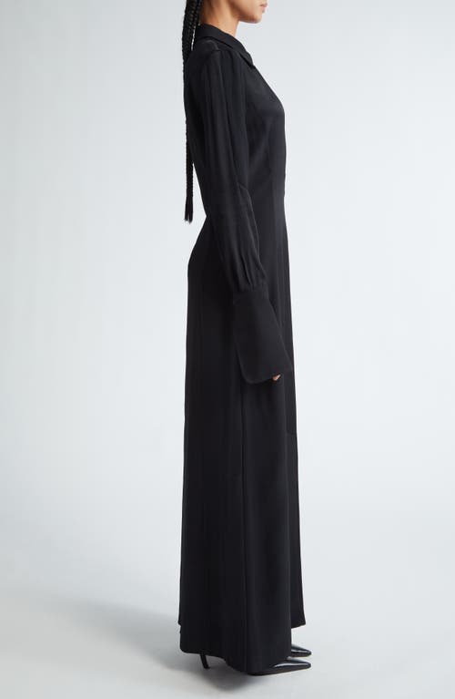 Shop Bite Studios Block Long Sleeve Satin Maxi Dress In Black