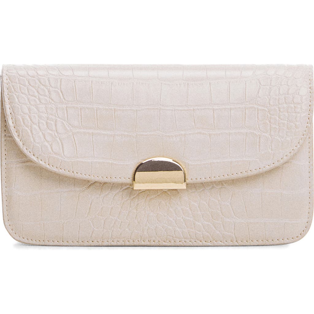 Mango Croc Embossed Faux Leather Crossbody Bag In Off White