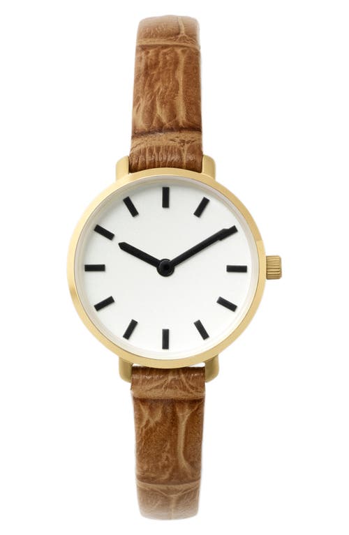 Breda Beverly Faux-crocodile Leather Strap Watch, 25mm In Gold