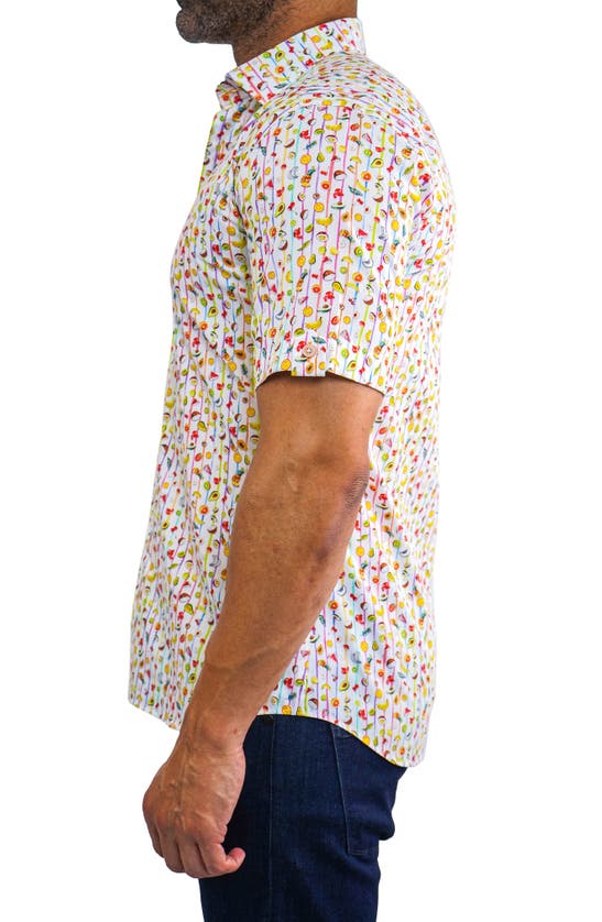 Shop Maceoo Galileo Stretchfruits Multi Short Sleeve Performance Button-up Shirt In White
