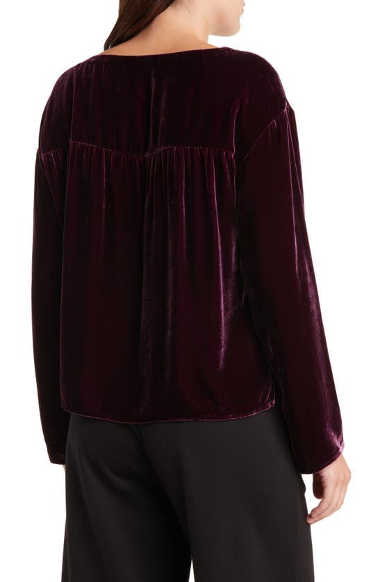 Eileen Fisher Long-sleeve Scoop-neck Velvet Top In Sweet Plum