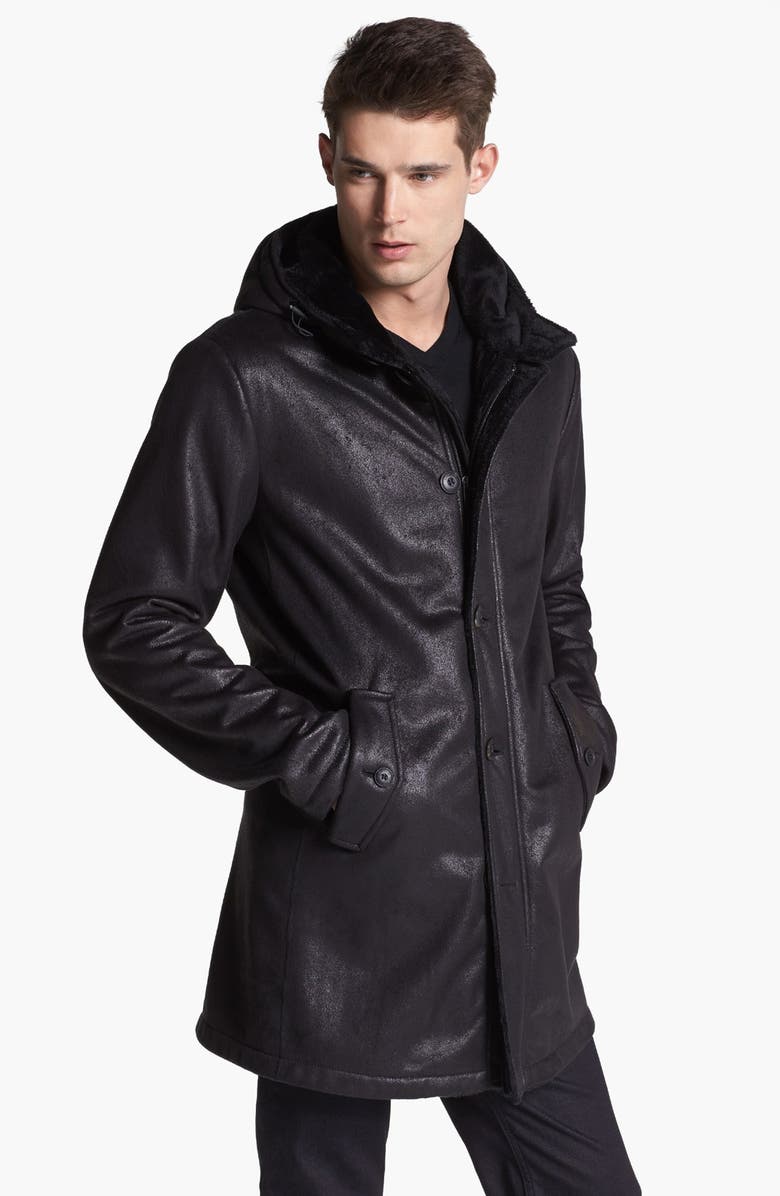 Armani Collezioni Faux Leather Duffle Coat | Nordstrom