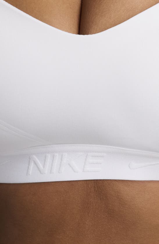 Shop Nike Indy Dri-fit High Support Sports Bra In White/ Stone Mauve/ White