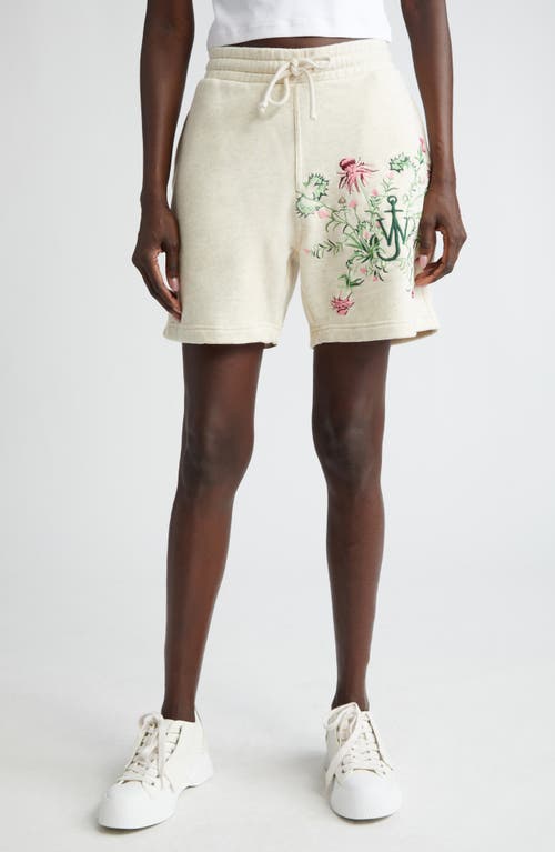 x Pol Anglada Anchor Logo Thistle Embroidered French Terry Sweat Shorts in Oatmeal Melange