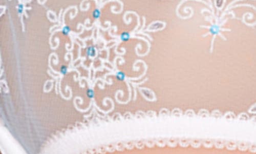 Roma Confidential Snow Queen Underwire Bra, Garter Belt & Thong Set In Blue/white