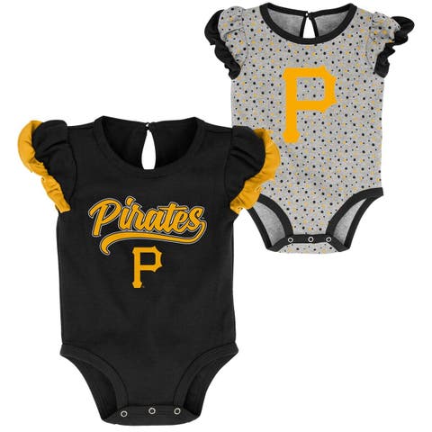 Newborn & Infant Black/Heathered Gray Pittsburgh Pirates Scream & Shout Two-Pack Bodysuit Set