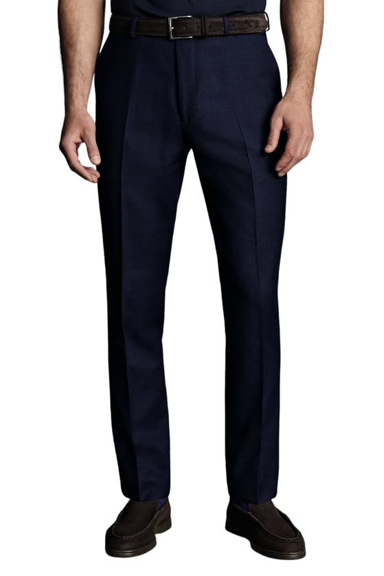 Shop Charles Tyrwhitt Slim Fit Natural Stretch Birdseye Suit Trouser In Indigo Blue