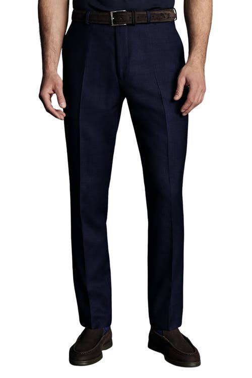 Charles Tyrwhitt Slim Fit Natural Stretch Birdseye Suit Trouser Indigo Blue at Nordstrom,