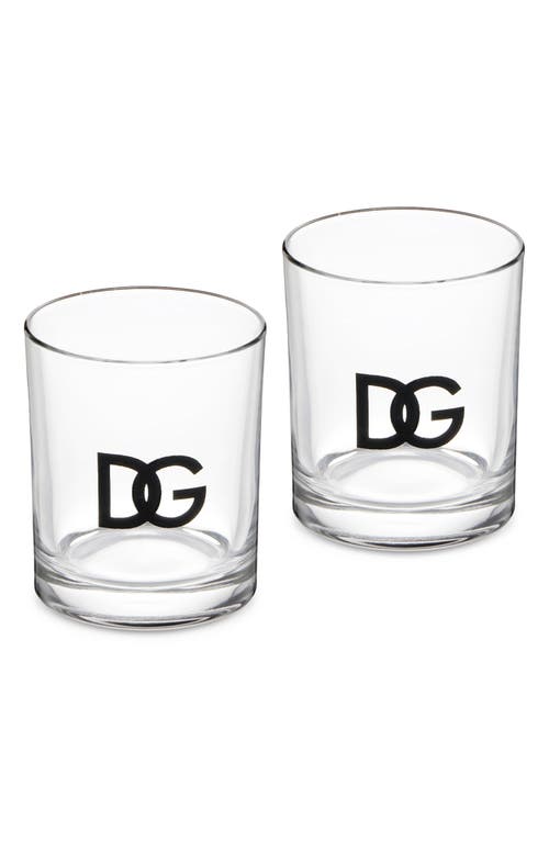 Shop Dolce & Gabbana Dolce&gabbana Dg Logo Set Of 2 Water Glasses In Natural