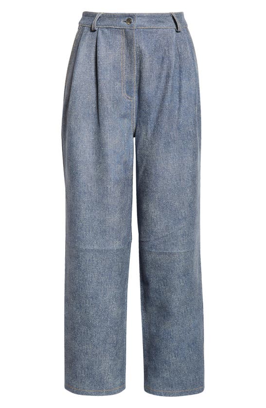 Shop Saks Potts Bruno Pleated Leather Pants In Denim Blue