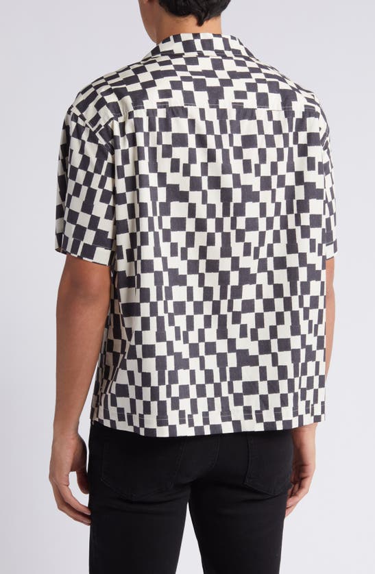 Shop Frame Geometric Print Lyocell & Cotton Camp Shirt In Dark Navy