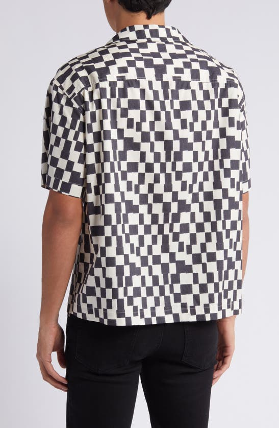 Frame Retro Print Oversized Button Down Camp Shirt In Dark Navy