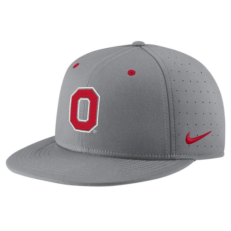 Shop Nike Gray Ohio State Buckeyes Usa Side Patch True Aerobill Performance Fitted Hat