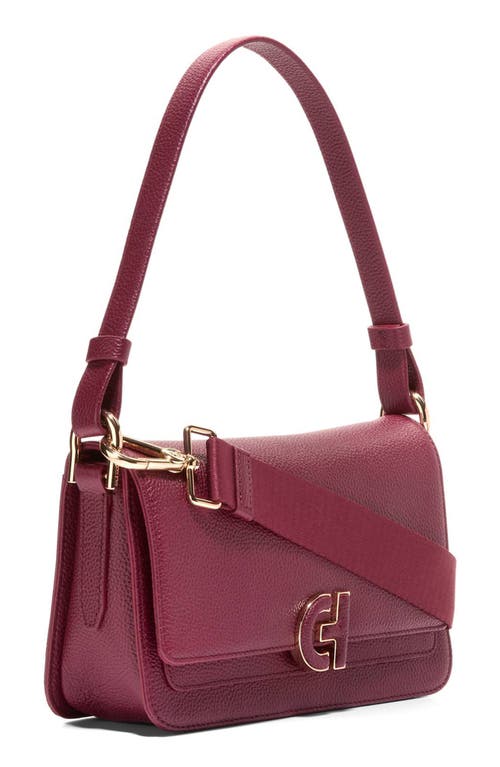 Shop Cole Haan Mini Leather Shoulder Bag In Black Cherry