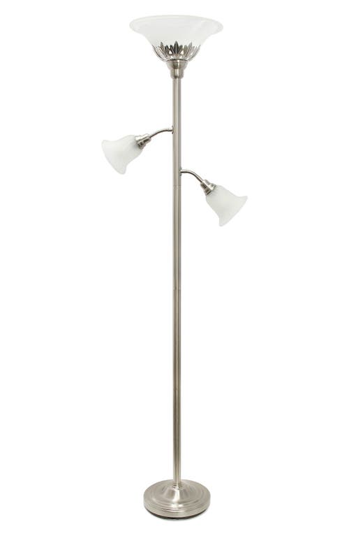 Shop Lalia Home Torchiere Floor Lamp In Brushed Nickel/white Shades